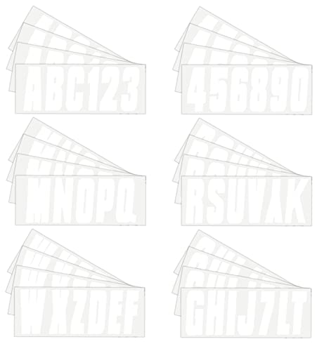 Image of Hardline Products Series USA 350 Boat Registration Numbers Kit - 3 Inch Solid White Marine Vinyl Decals - USCG Compliant Lettering for Hull, PWC, Jet Ski, Pontoon - Fuel & Fade Resistant - 146 Set