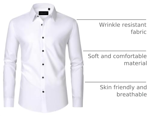 Image of Alimens & Gentle Men's Dress Shirts Long Sleeve Wrinkle Free Stretch Business Casual Wedding Button Down Shirt