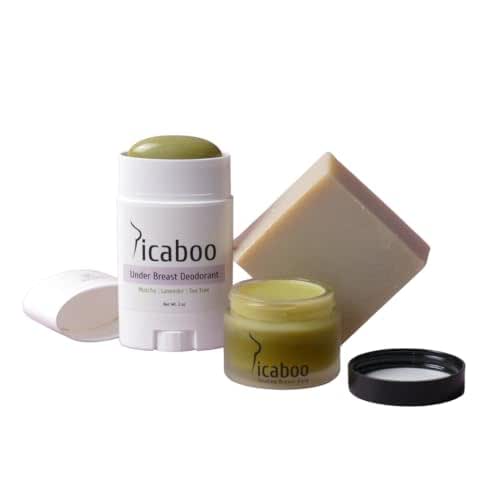 Picaboo womens deodorant under breast rash treatment and natural soap set, chaffing