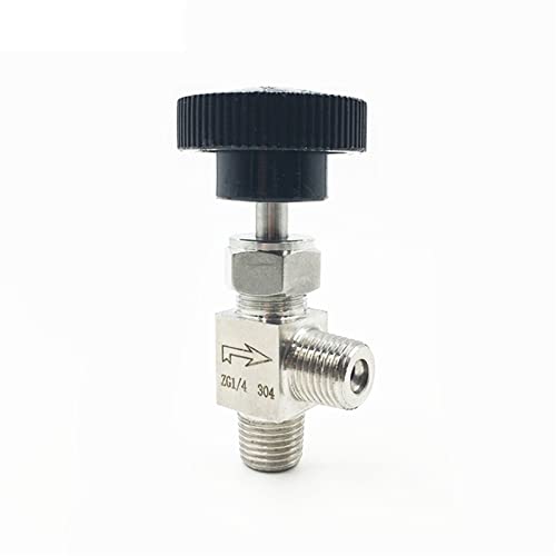 DASBE Right Angle 90 Degrees 1/4 Inch NPT Male Thread Stainless Steel 304 Flow Control Shut Off Crane Needle Valve 1Pcs