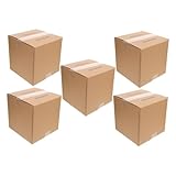 DIYEAH Cajas De Embalaje Medianas y Cajas De Cartón Resistentes Cuadradas 220x220x220 Mm, Cartón Corrugado De Triple Capa, Para Mudanzas y Envíos, Pack De 5 Unidades