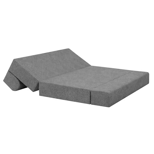 Image of Foldable Three Seater Sofa Bed 5 X 6 Ft Jute Fabric Washable Cover Sofa Cum Bed with Cushions Convertible Sofa Bed for Home (Grey Color - Pre-Assembled)