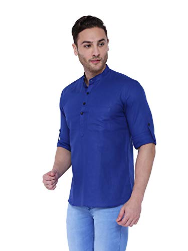 Image of Rajubhai Hargovindas Men's Linen Straight Short Kurta
