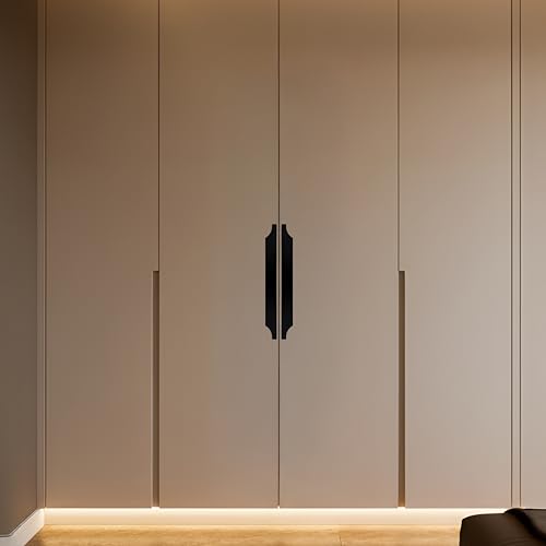 Image of Goldcrest 20cm Handle for Wardrobe & Cabinet /Cupboard Handle /Wardrobe Handle /160mm Hole to Hole (Silk Black) Pack of 1 - Left Side Handle-| 3 Years Warranty |