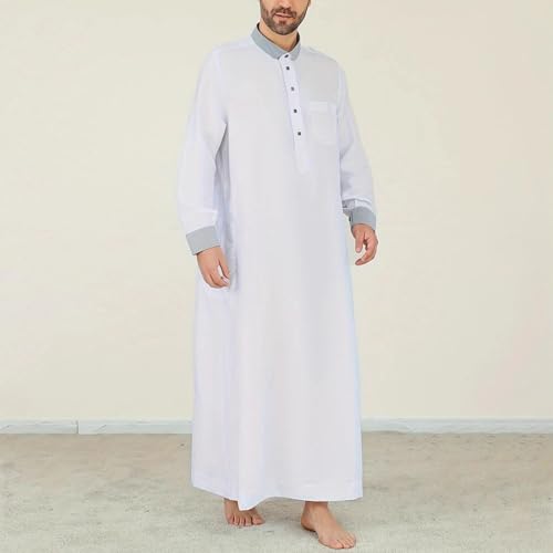 Thobe Jubba col à revers rayé vêtement traditionnel arabe homme - 4