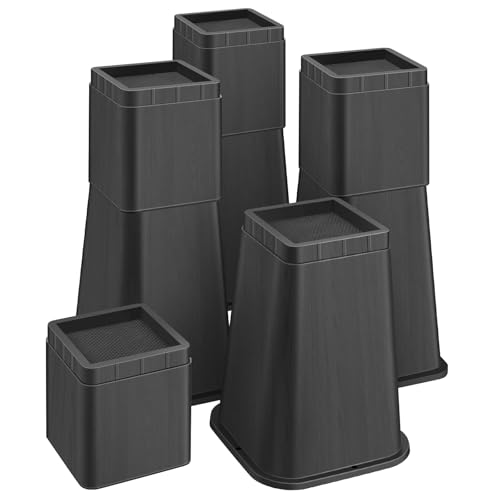 shouwuhho Bed Risers 12 Inch Heavy Duty Furniture Risers Lifts 12 8 4 for Table Desk Leg Sofa Couch Adjustable Bed Frame Risers Supports Up to 6 000 Lbs Black