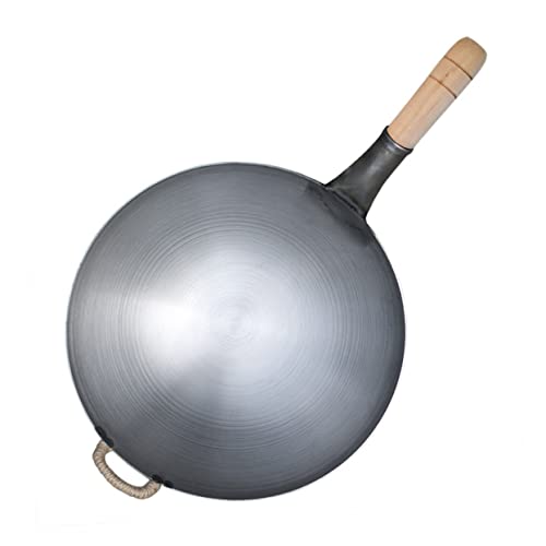 Wok de hierro con mango de madera y antiadherente miniatura 1