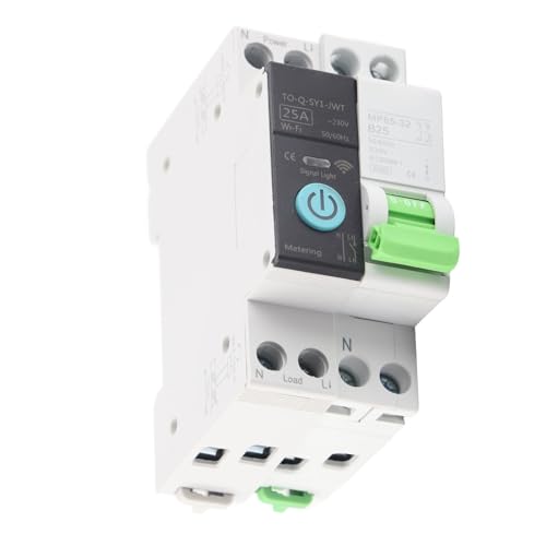 Disjuntor Miniatura WiFi, Interruptor do Medidor de Energia, 1P + N 25A AC 230V, Disjuntor de Montag
