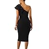 Mokoru-Womens-Sexy-Ruffle-One-Shoulder-Sleeveless-Bodycon-Party-Club-Midi-Dress Mokoru Women's Sexy Ruffle One Shoulder Bodycon Elegant Cocktail Party Midi Dresses, Large, Black