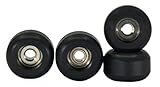 Teak Tuning CNC Polyurethane Fingerboard Bearing Wheels, Black - Set of 4 Wheels - Durable Material with a Hard Durometer