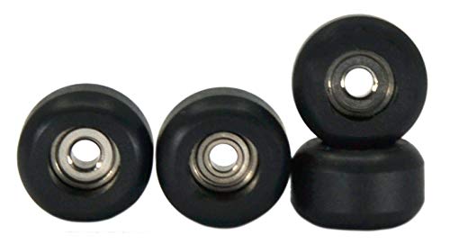 Teak Tuning CNC Polyurethane Fingerboard Bearing Wheels, Black - Set of 4 Wheels - Durable Material...