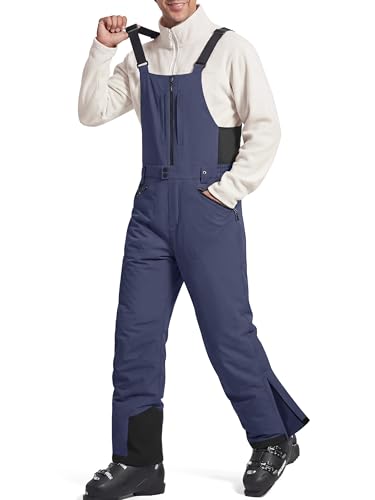 Men's Insulated Waterproof Snow Bibs Ski Overalls(Midnight Navy,2XL/30L)