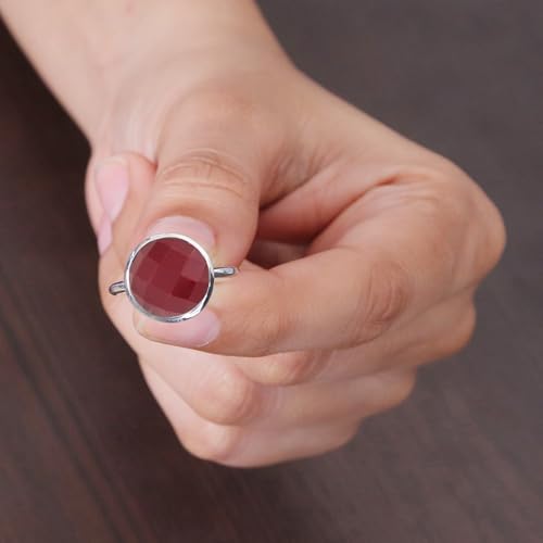 Bague en argent 925 et pierre rouge élégante, le cadeau d'anniversaire idéal