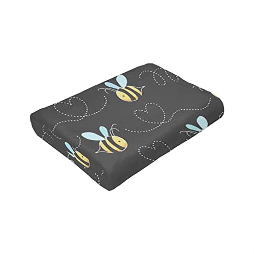 Couverture polaire microfibre douce jaune motif Bumble Bees