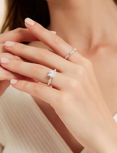Image of Mameloly 2ct Wedding Band for Women Princess Cut Bridal Ring Sets Cubic Zirconia Promise Engagement Rings Twisting Infinity Pave Set Size 4-12