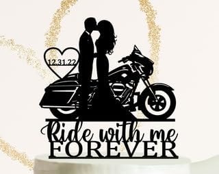 Ride with me forever,Street Glide - Decoración para tartas de boda para motocicleta, decoración de boda, pareja en motor, decoración de motocicleta