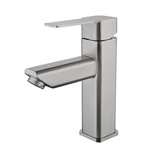 Robinet lavabo de salle de bain en acier inoxydable brossé au design épuré