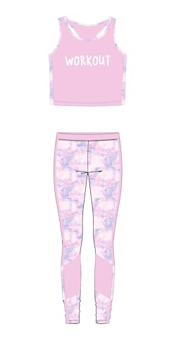 eplusm Mädchen Sport-Set 2tlg Schnelltrockend Freizeitanzug (Shirt + Hose) Trainingsanzug Laufen Fußball Basketball Trikots Yoga (Rosa, 134/140)