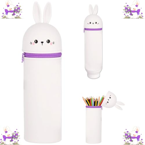 TwoduYoo Super weiches Federmäppchen Kawaii (Häschen) Federmäppchen aus Silikon wasserdicht und superweich 22cm Max Höhe Soft Pencil Case
