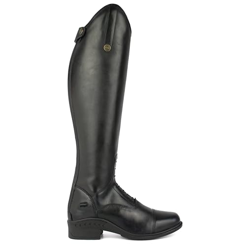 Image of GS Equestrian & Country Adult Tall Riding Boots – Black Leather Equestrian Boots with Lace Front – Competition & Everyday Riding (Adults UK 8 Wide)