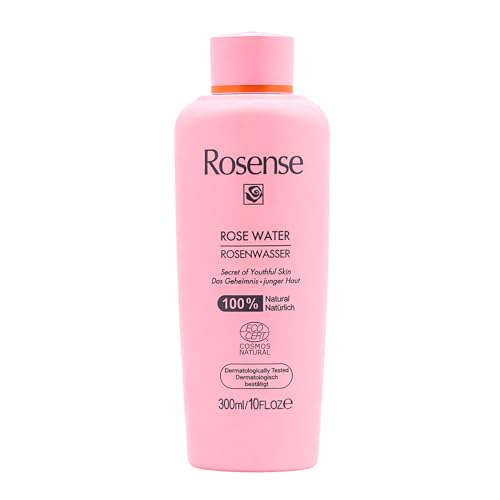 Rosenwasser 300ml Gesichtswasser Toner Gesichtspflege Gesichtsreinigung ECOCERT Naturkosmetik von Rosense vegan & dermatologisch bestätigt ohne Zusatz von Alkohol reife & alle Hauttypen