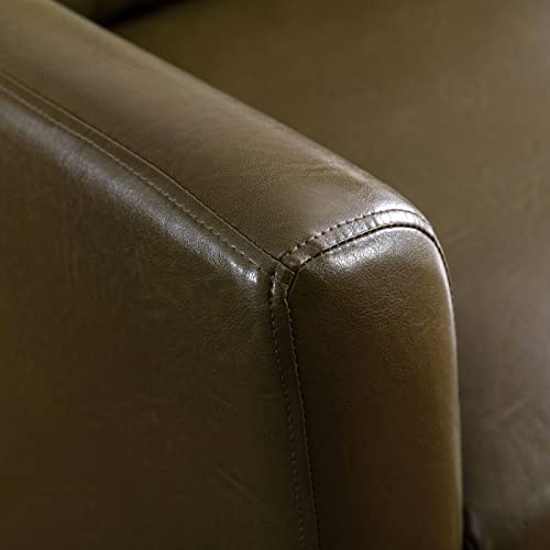 Dreamsir 80'' Faux Leather Sofa Couch, Mid-Century Modern Sofa With Solid Wooden Frame & Padded Cushions, 3-Seater Couch For Living Room, Apartment, Lounge Room (Green) #TOP5