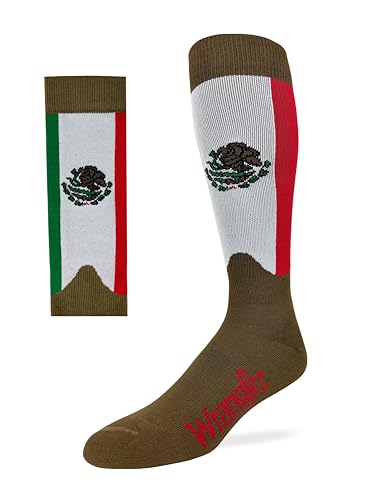 Wrangler Mens Ultra Dri Mexico Flag Western Boot Socks 2 Pair Pack