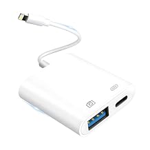 KikoSaka Lightning to USB Camera Adapter for iPhone with Lightning Charging Port USB 3.0 Female OTG Cable Keyboard Mouse No Support USB C, SSD