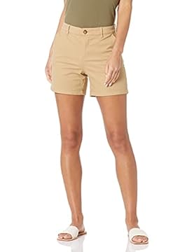 Amazon Essentials Pantaloncini Kaki con Cucitura Interna da 13 cm a Vita Medio Alta (Disponibili in Vestibilità Dritta e Curvy) Donna, Marrone Kaki, 48