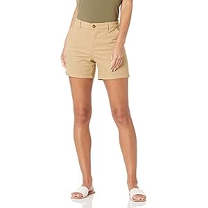 Amazon Essentials Women’s Mid-Rise Slim-Fit 5 Inch Inseam Khaki Short (Available in Straight and Curvy Fits)