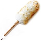 J&A Lambswool Dusters with Solid Wooden Handle, Flexible Head, Anti-Static, Comfortable Grips 18.9 inchs Long Feather Duster for Office, Home and Car etc.