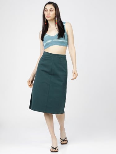 Image of Tokyo Talkies Women's Straight Fit A-Line Skirts | Strachable Skirts| Mid-Rise| Women Skirt | Skirt for Women