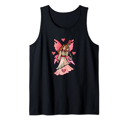 Valentine Fairy Garden Art Faerie Gardeners Tank Top, Black