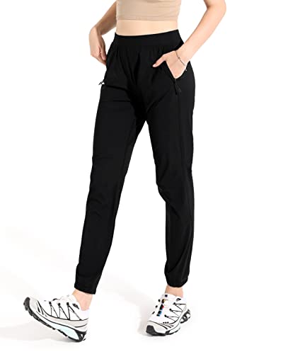 Ododos Hiking Pants For Women Water Resistant Quick Dry Outdoor Athletic Workout Jogger Pants, Black, X-Large #TOP1