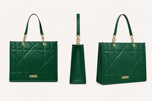 Image of Fargo Matrix Tote Bag for Women | Vegan Leather Handbag with 15-Inch Laptop Compartment, Smooth Zip | Stylish Office, College & Daily Use Tote | Made in India