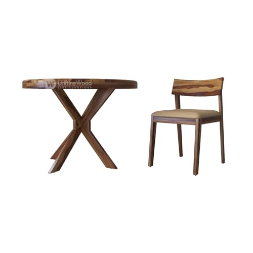 Image of DRIFTINGWOOD Wooden Liana Gordon Dining Table 4 Seater | Dinning Room Table with 4 Chairs | Sheesham Wood, Natural Finish