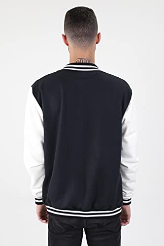 Moleton College Colegial 100% Algodão Moletom (Preto/Branco Off White, XG)