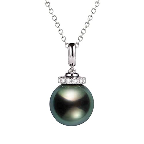 Collier de Perles Noir en Or Blanc 18k | Pendentif Élégant pour Soirée et Style Chic Quotidien