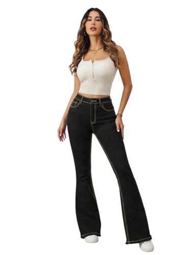 Image of KOTTY Women High Waist Bootcut Jeans Stretch Denim Slim Fit Flare Bottom Casual Jeans