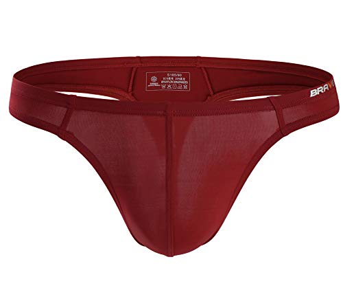 Contracted Thong Shapewear G-string For Men Sexy Underwear T-back B1143 (L / 30'', WineRed)