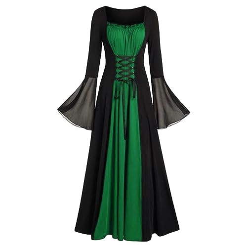 MOKBAY Vestido gótico mulher Halloween disfarce adulto Halloween vestidos médios gótico terríveis, 188 - verde, Pequeno