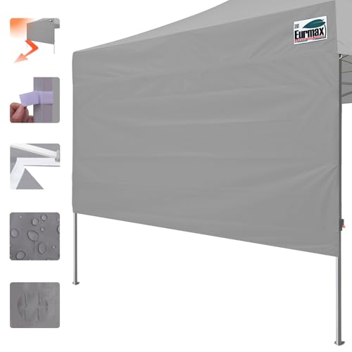 Image of Eurmax USA 10x4.8 Pop Up Canopy SunWall-UV Protection for Tents,Blocks Sunlight&Wind,Water Resistant Side Wall Only,Easy Hook & Loop Installation,Fit for 10FT Straight Leg Shelters&Gazebo,Grey