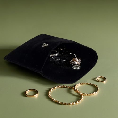 Bolsas de terciopelo para joyas pequeña funda microfibra anillos pulseras negro 7