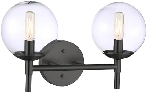 Minka Lavery 2792-66A Auresa Vanity Bath Light, 2-Light, 80 Total Watts, 15.75-in H x 9.38-in W, Coal Black