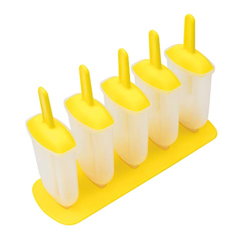 Tovolo Classic Molds With Sticks Ice Maker Bpa Free Food Dishwasher Safe For Homemade Juice Popsicles Set Of 5 Pops With Stand, Sun Ray #TOP1