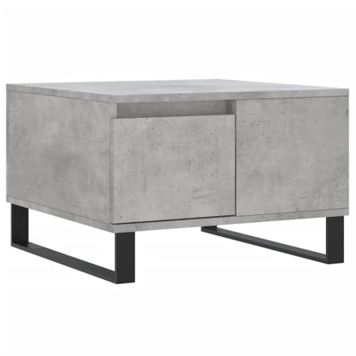 Table basse carrée moderne gris béton avec rangement tiroir et table d'appoint - 2