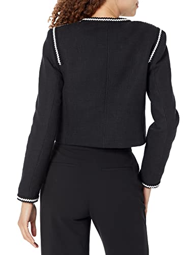 Karl Lagerfeld Paris Women\'s Tweed Long Sleeve Everyday Fashion Sport Jacket, Black, 8