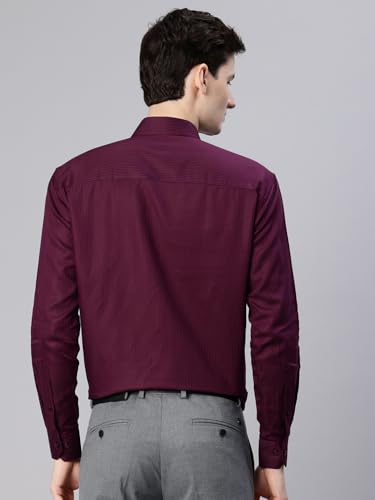 Image of Majestic Man Men's Solid Cotton Blend Textured Wrinkle-Resistant Slim Fit Easy Iron Formal Shirt