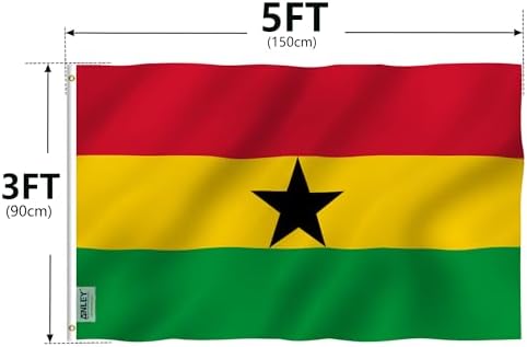ANLEY Fly Breeze 3x5 Foot Ghana Flag - Vivid Color and UV Fade Resistant - Canvas Header and Double Stitched - Ghanaian National Flags Polyester with Brass Grommets 3 X 5 Ft