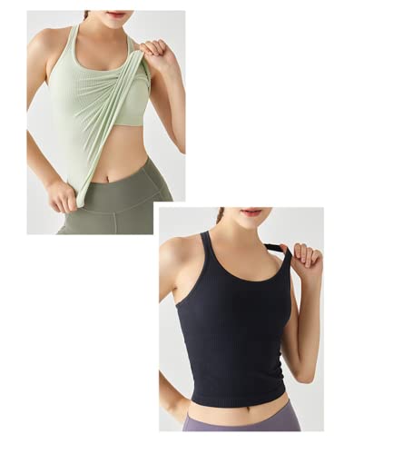 Image of sphinx cat Womens Ribbed Workout Crop Tops with Built in Bra Yoga Racerback Tank Top Slim Fit